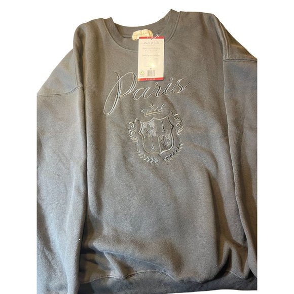 Paris Embroidered Crewneck Sweatshirt In Gray By State of Mine - Picture 1 of 1